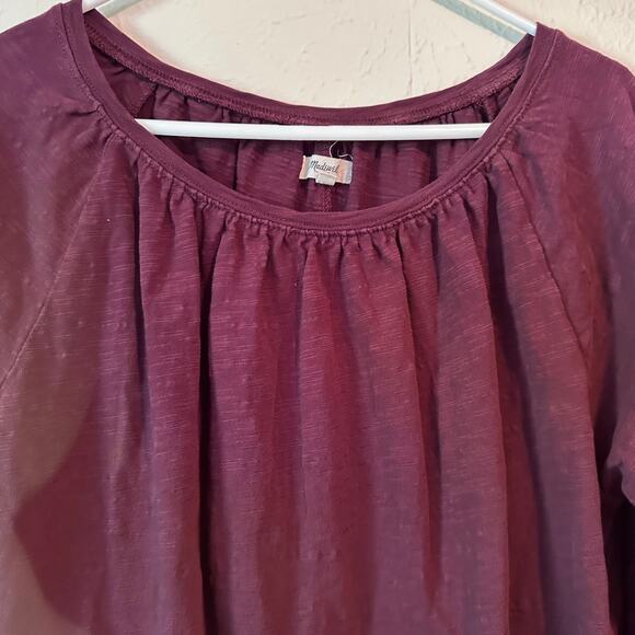 MADEWELL PURPLE 3/4 SLEEVE PEASANT TOP WITH BACK SLIT- SIZE S - Picture 2 of 8